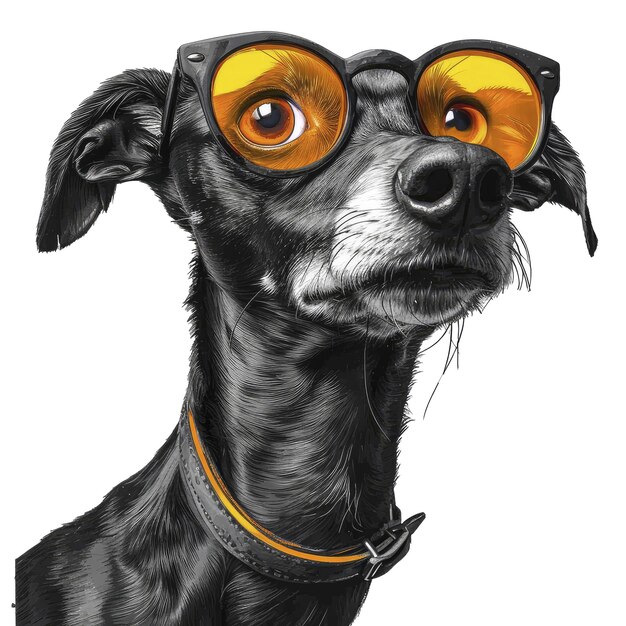 PSD a galgo espaol in spanish sighthound glasses isolate images white background