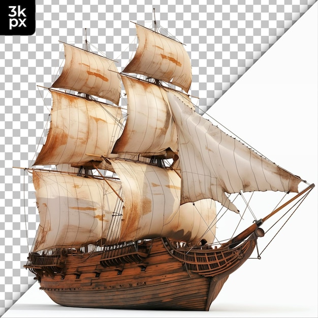 La nave galleon isolata su uno sfondo trasparente