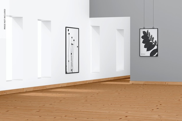 PSD mockup di cornice della galleria, sala