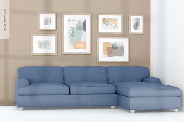 Gallery frames mockup met bank