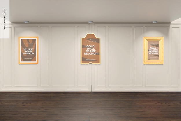 PSD gallery room mockup, front view 02