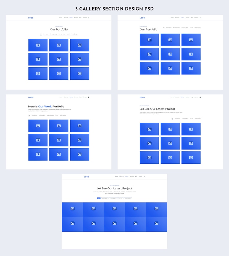 PSD gallery section web ui kit