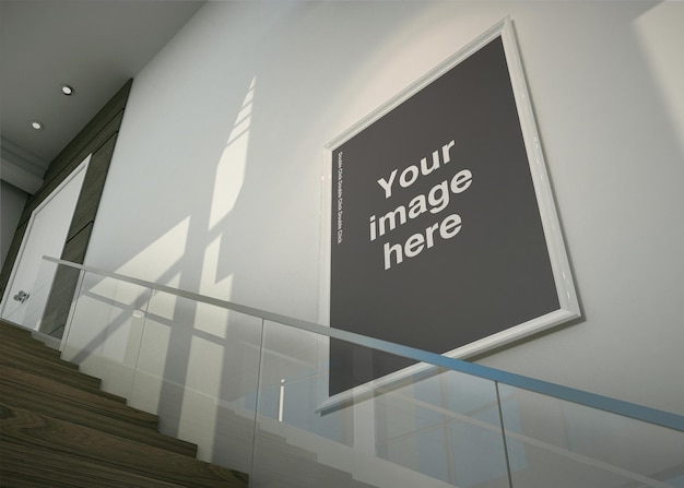 Gallery stair poster mockup