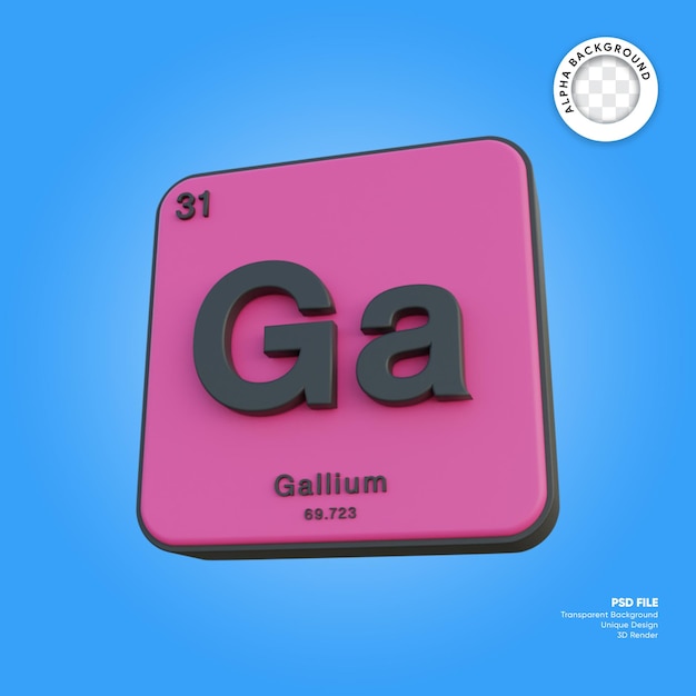 PSD gallium chemical element periodic table 3d render