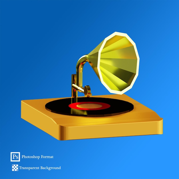 PSD illustrazione 3d del gamaphone