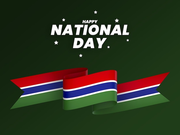 PSD l'elemento della bandiera del gambia design il nastro banner del giorno dell'indipendenza nazionale psd