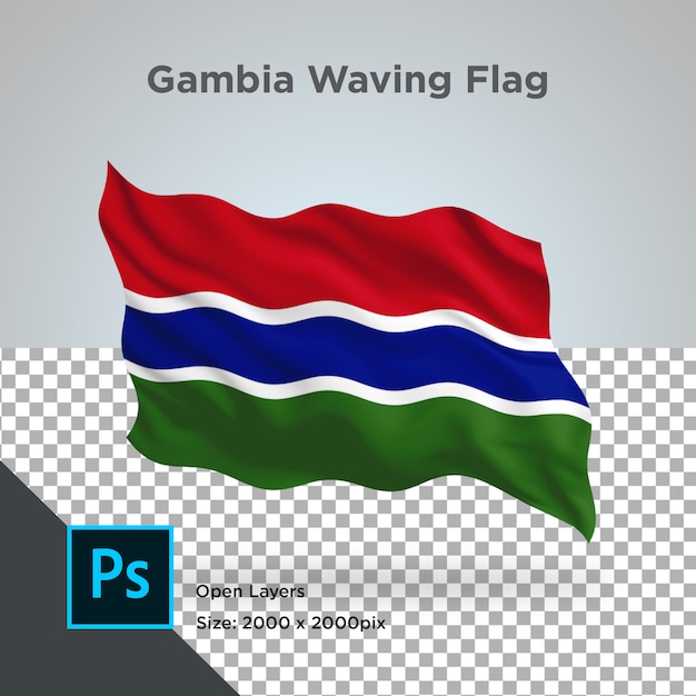 ガンビア国旗波透明psd