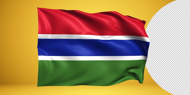 Gambia zwaaiende vlag png op transparante achtergrond