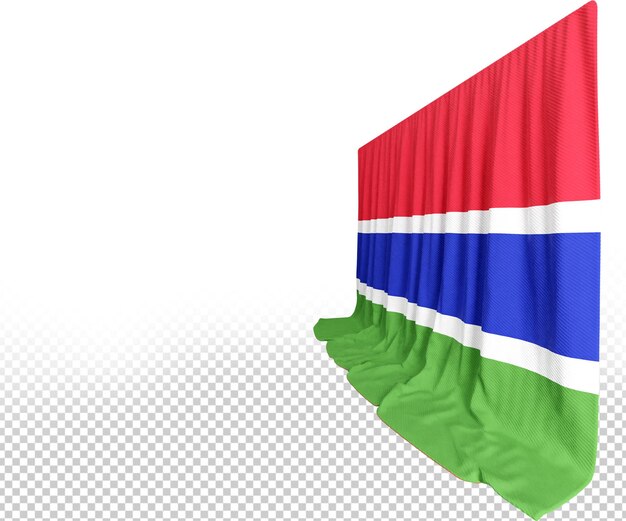 PSD gambian flag curtain in 3d rendering gambia's unity displayed