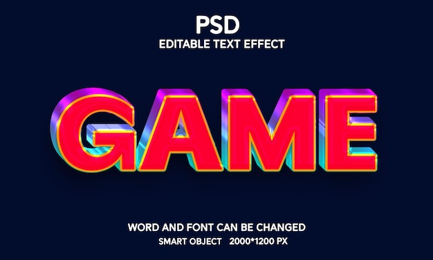 Game 3D bewerkbaar teksteffect met achtergrond