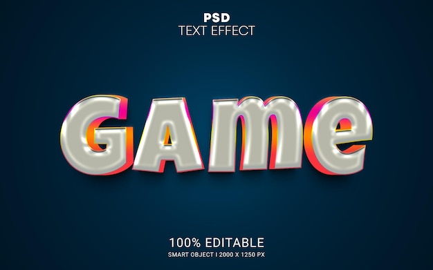 Редактируемый текстовый эффект в формате 3d для игры в формате psd премиум-дизайн