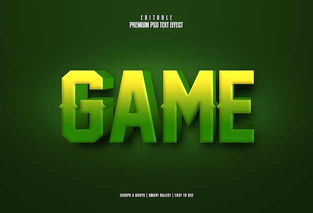 Game 3d editable psd text effect