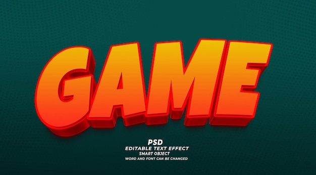 Игра 3d редактируемый текстовый эффект шаблон фотошоп