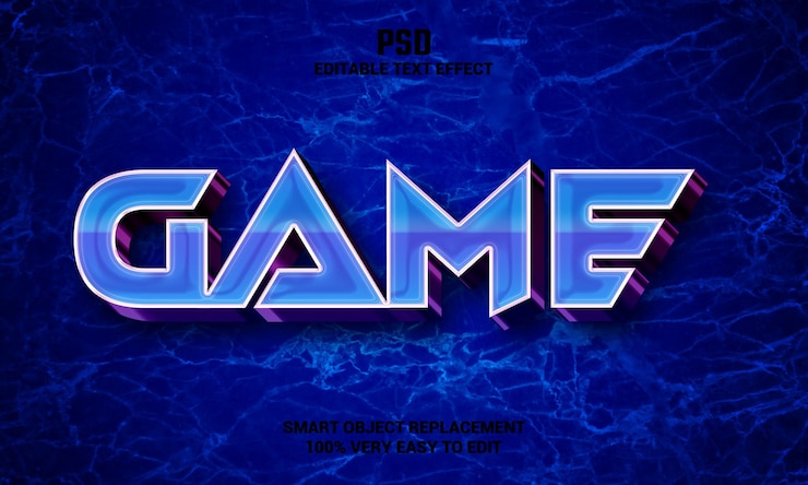 PSD game 3d editable text effect with background premium psd