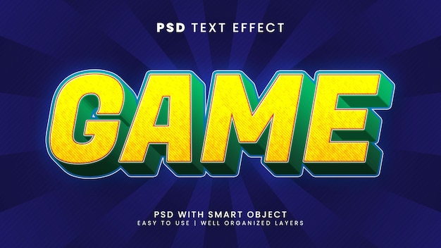 Game 3d editable text effect with cartoon and kids text style