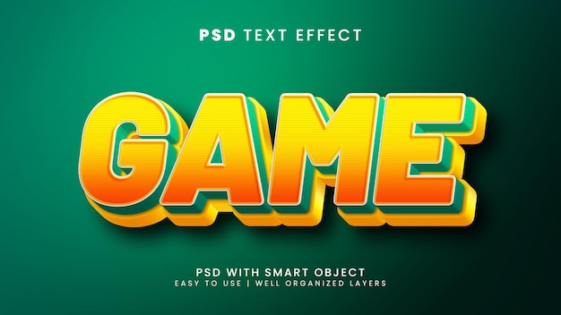 Game 3d editable text effect with play and fun text style