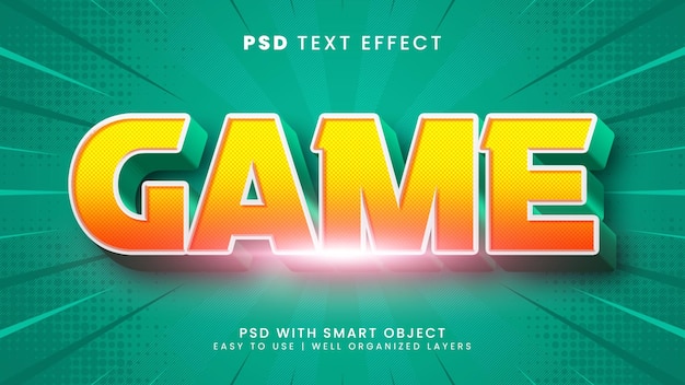 Game 3d editable text effect with play and stream text style