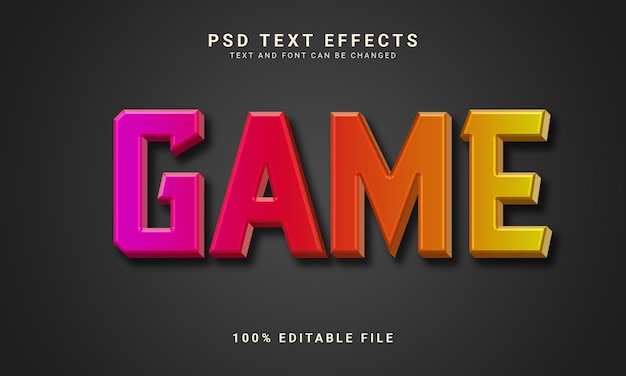 PSD game 3d editable text effect