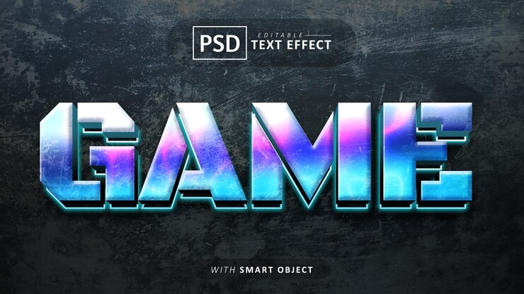 Редактируемый текстовый эффект игры 3d