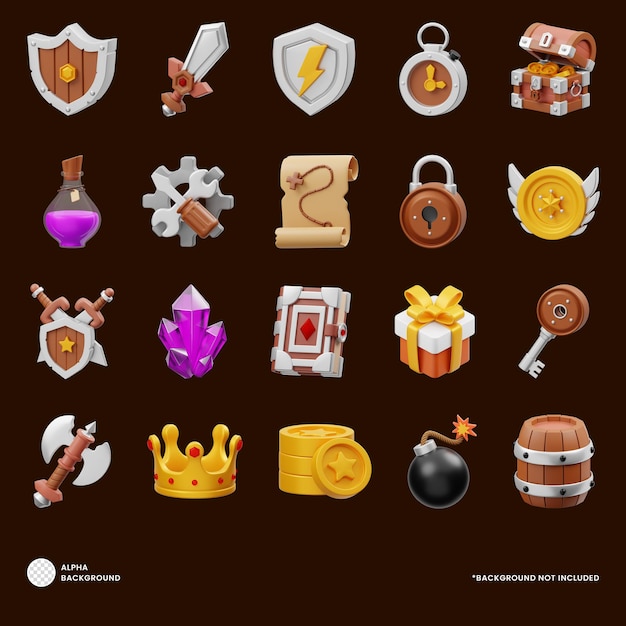 PSD game assets 3d icon