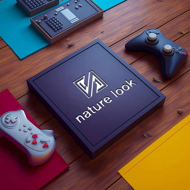 PSD game board logo mockup