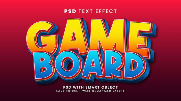 Game board text effect psd editable template