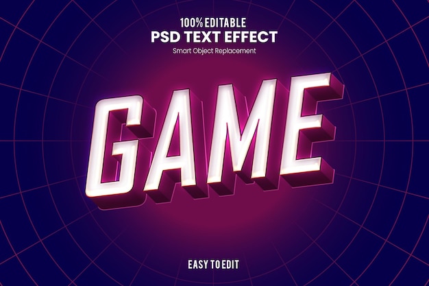 PSD game bold modern retro 3d text effect