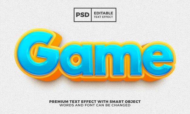 Game cartoon 3d editable text effect