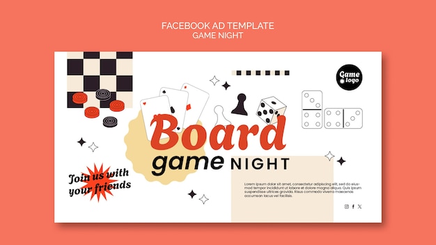 PSD template di facebook per la serata di gioco