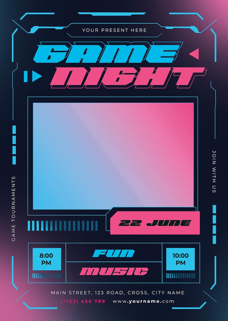 PSD game night flyer sjabloon