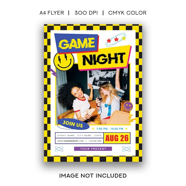 PSD game night party flyer