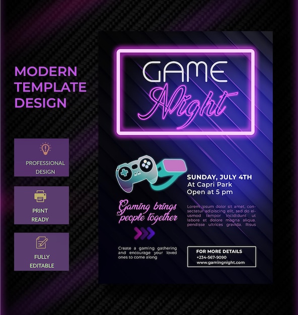 PSD game night poster template