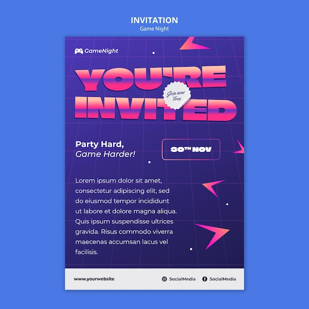 PSD ゲームナイトのテンプレートデザイン
