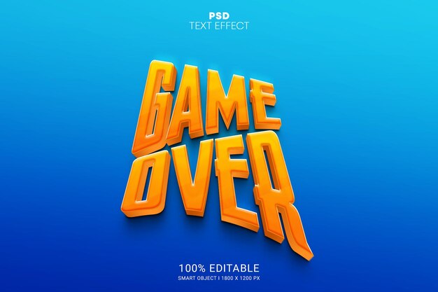 PSD game over 3d bewerkbaar psd-teksteffect