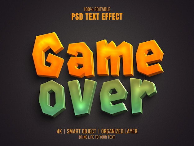 PSD game over teksteffect