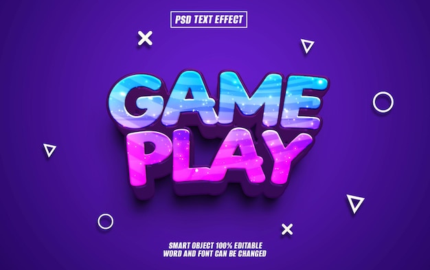 game play text effect font editable typography 3d text