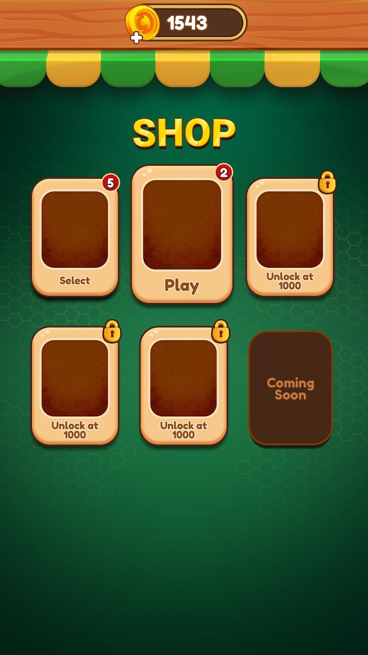 PSD game shop frame with assets on wooden shelves