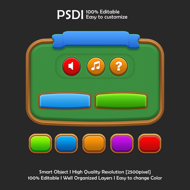 Game UI elementen PSD Kit Game art game ui set Casual game ui Game UI Set game-assets Game ui