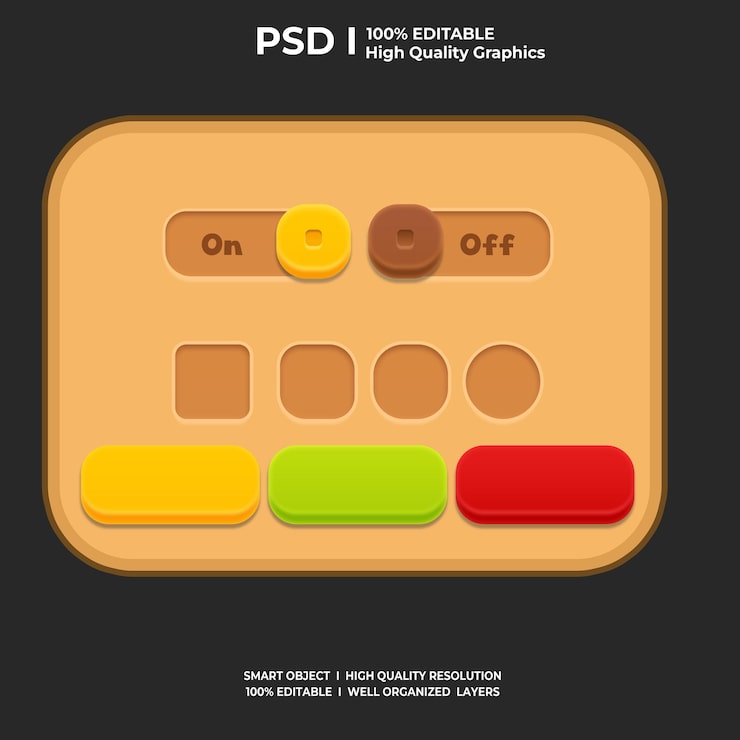 PSD game ui kit game elements game ui button casual game ui kit game graphics interface user 2d game