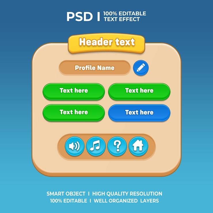 PSD game ui kit game elements game ui button casual game ui kit game graphics interface user 2d