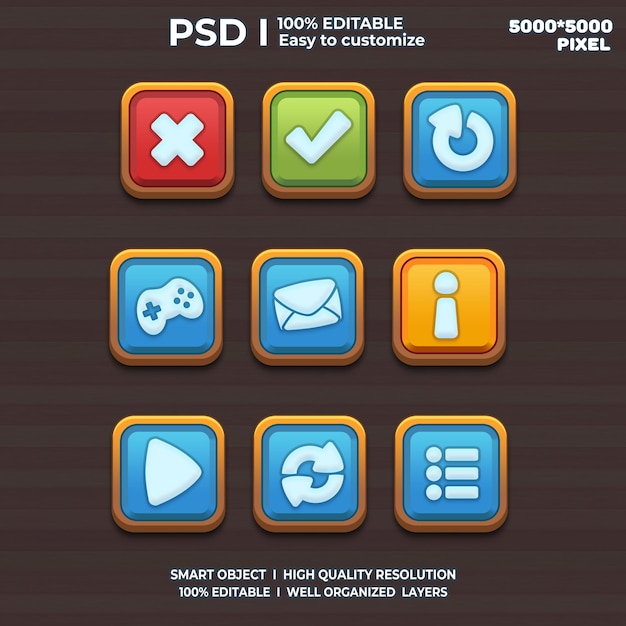 Game UI Kit game ui elementen game ui knoppen game interface game icoon game ui Knoppen 2d kunst