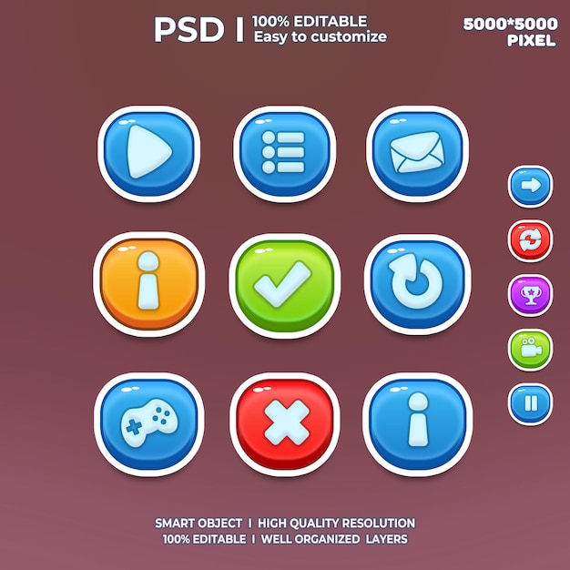 Game UI Kit, game ui-elementer, game ui-knapper, game interface, game-ikon, game ui-knapper, 2D-art