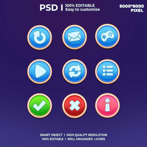 Game UI Kit game ui elements game ui buttons game interface game icon game ui buttons 2d art