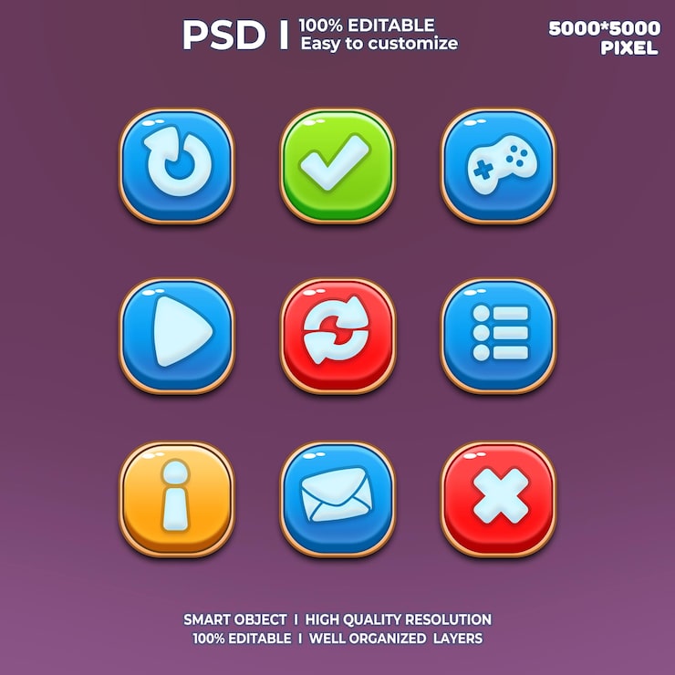 PSD game ui kit game ui elements game ui buttons game interface game icon game ui buttons 2d art