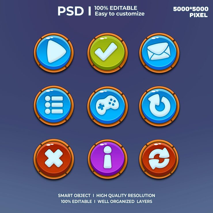 PSD game ui kit game ui elements game ui buttons game interface game icon game ui buttons 2d art