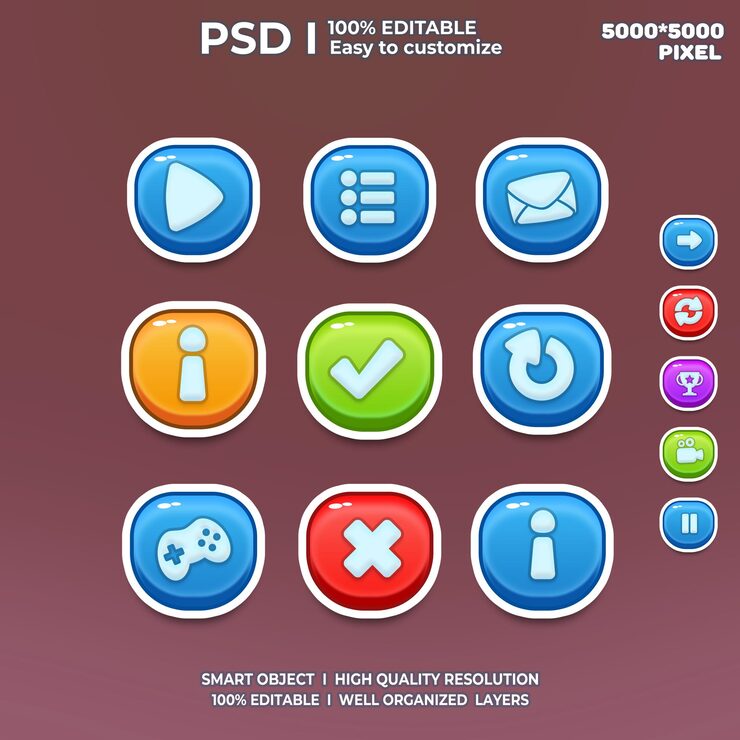 PSD game ui kit game ui elements game ui buttons game interface game icon game ui buttons 2d art