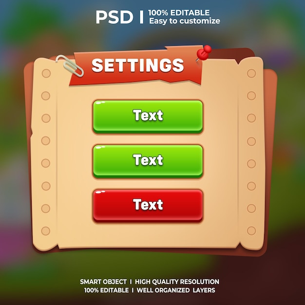 Game UI Setting Screens Setting UI 2D UI 2D interface Game UI elementen Game elementen Knop