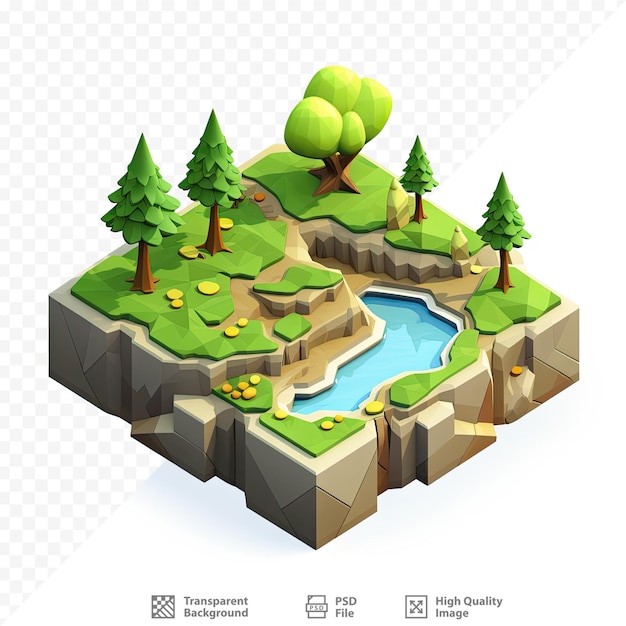 a game of water with a pond and trees