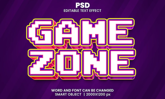 Game zone 3d editable text effect premium psd with background