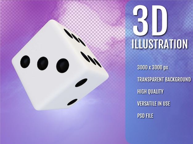 Gamecube white dice 3d render